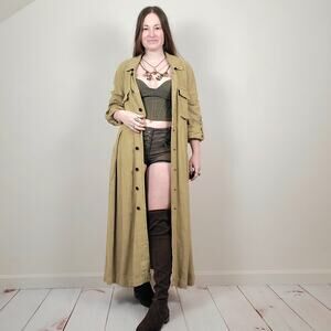 Free People Canvas Duster Jacket Khaki Small